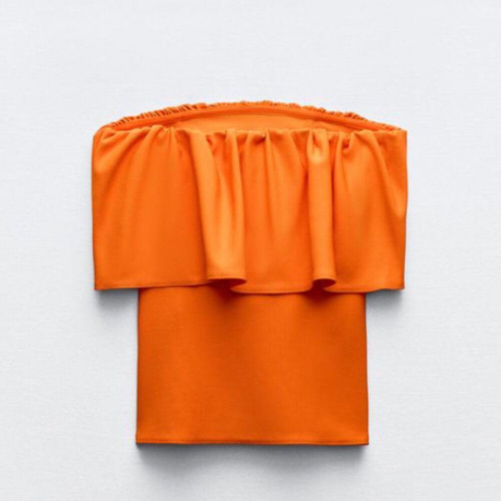 Zara Strapless Ruffle Top - Picture 7 of 9